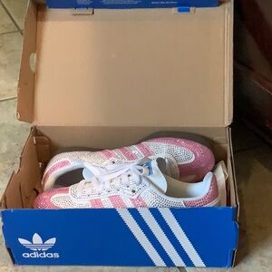 Adidas Kids Pink and White Sneakers